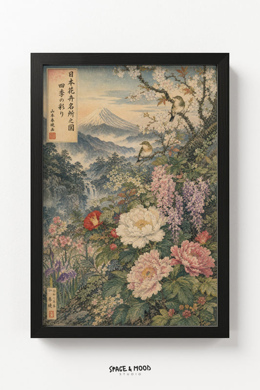 Mount Fuji Floral Birds