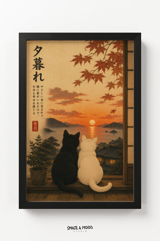 Cats at Sunset Window