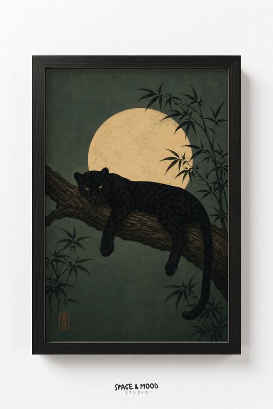 Black Cat Moonlit Branch