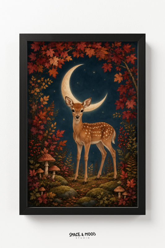 Fawn Deer Autumn Mushroom