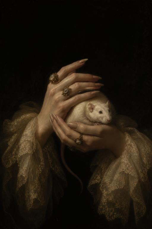 White Rat in Hands