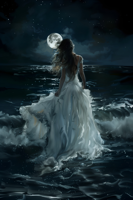 White Gown in Waves
