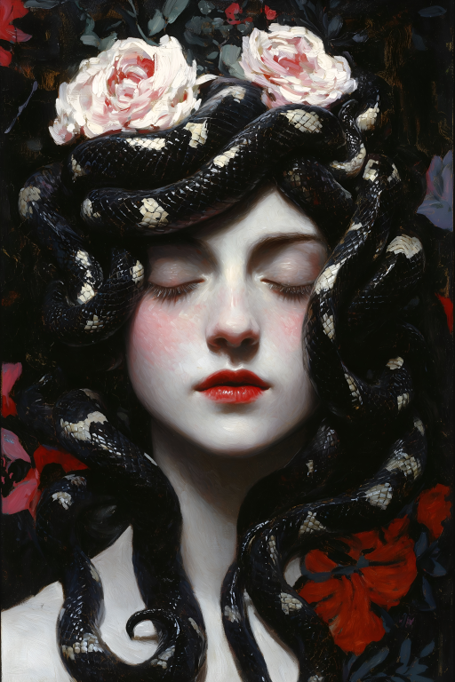 Medusa with Black Snakes