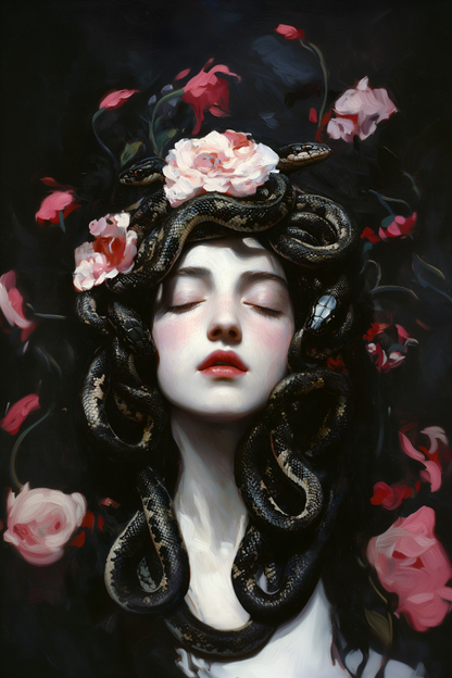 Medusa with Black Snakes II