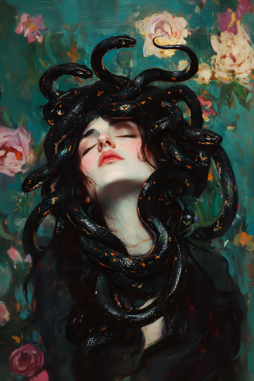 Teal Floral Medusa