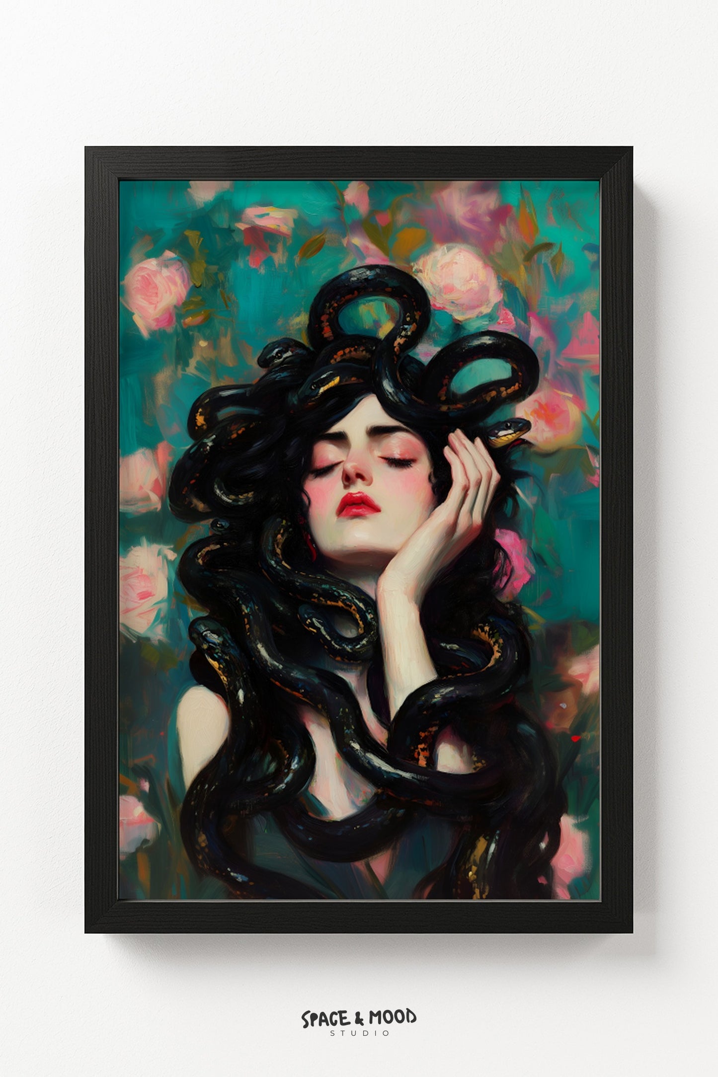 Teal Medusa with Roses