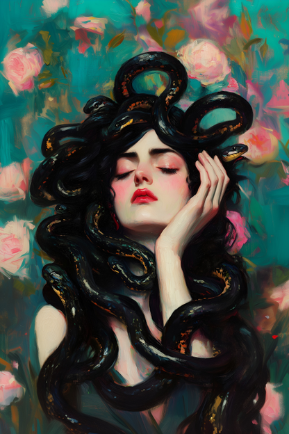 Teal Medusa with Roses