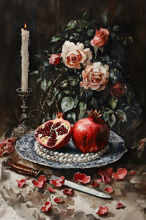 Pomegranate Still Life IV