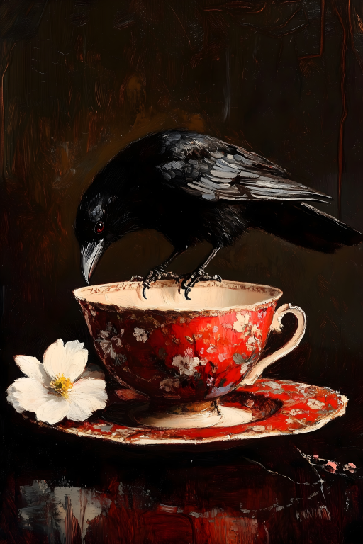 Raven and Red Cup