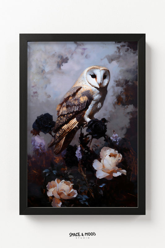 Owl Among Roses