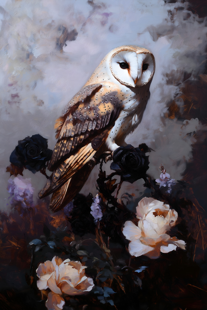 Owl Among Roses
