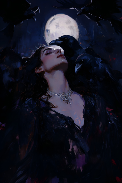 Muse with Ravens