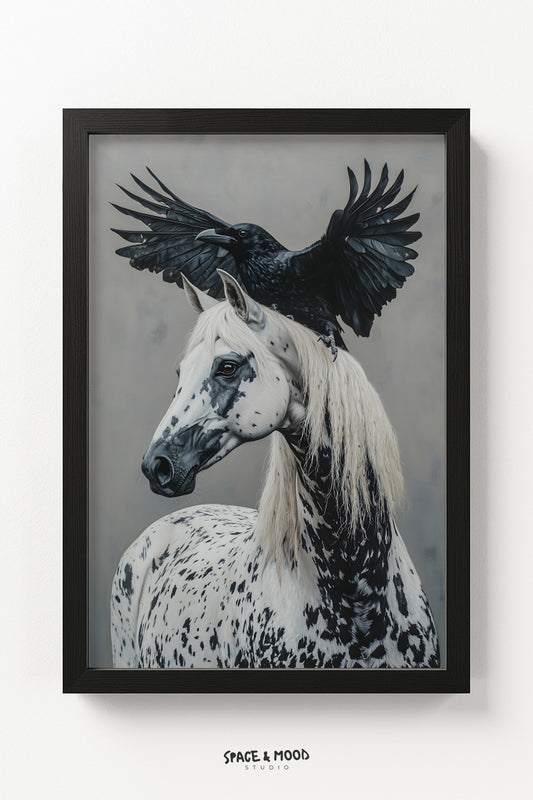 White Horse and Raven