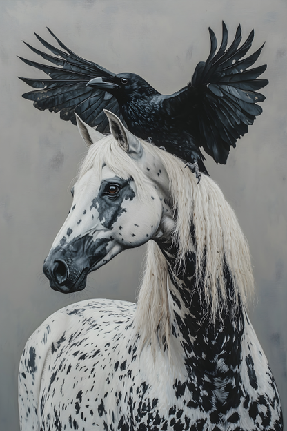 White Horse and Raven