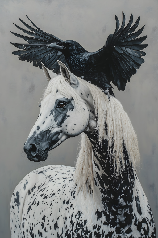 White Horse and Raven