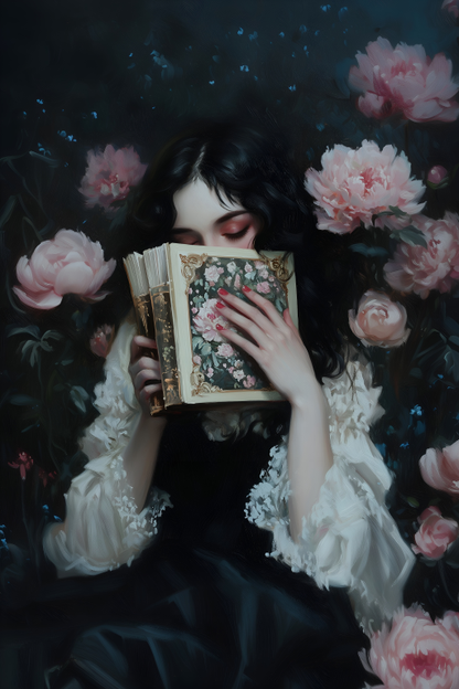 Reading Among Peonies