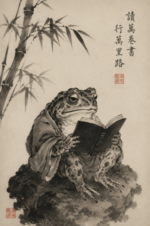 Frog Reading Bamboo