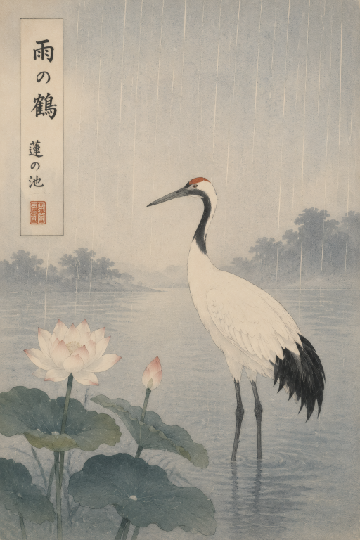 Crane in the Rain