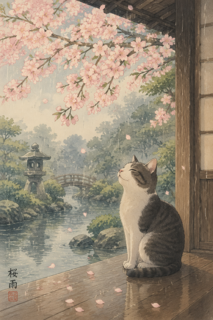 Cat Cherry Blossom