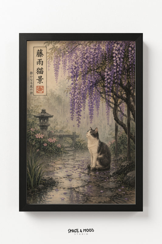Cat Wisteria Rain