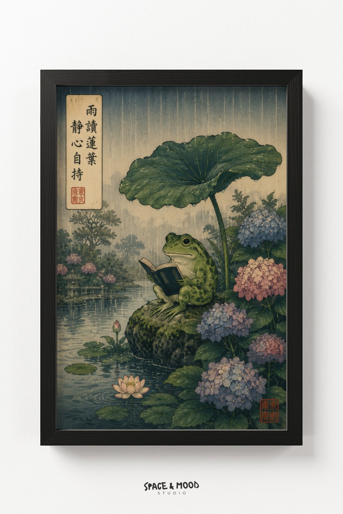 Frog Reading Lotus