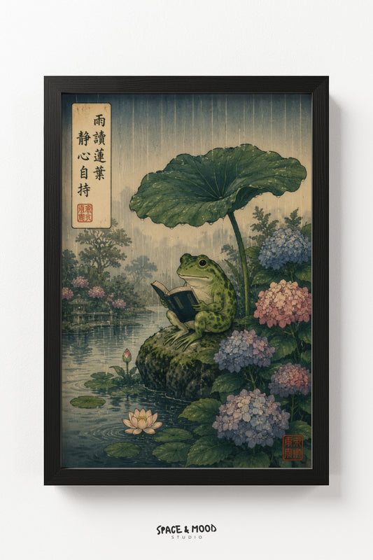 Frog Reading Lotus