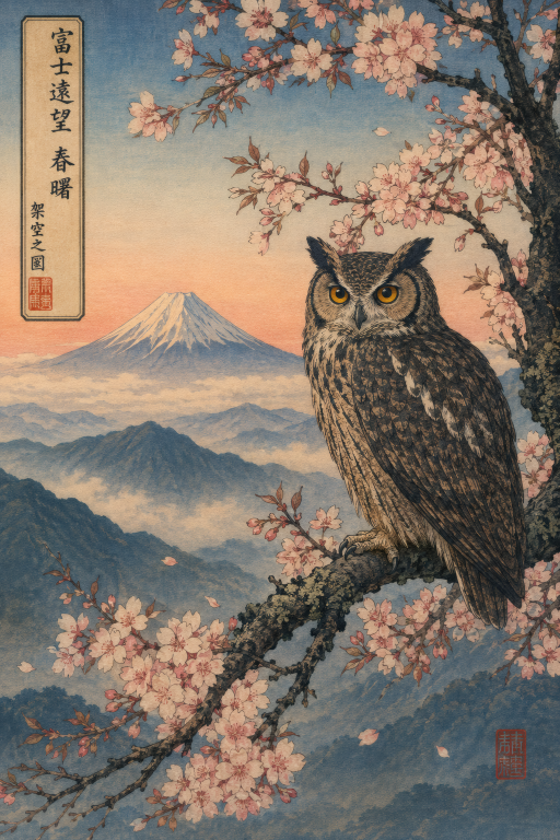 Owl Cherry Blossom Fuji