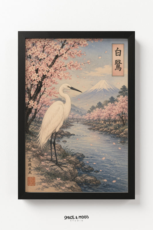 Egret Cherry Blossom