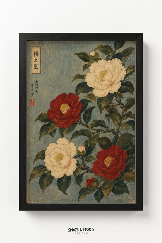 Red White Camellia