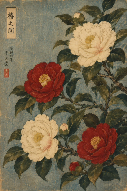 Red White Camellia