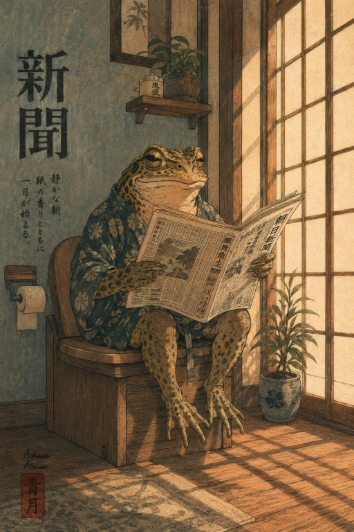 Frog Reading Newspaper