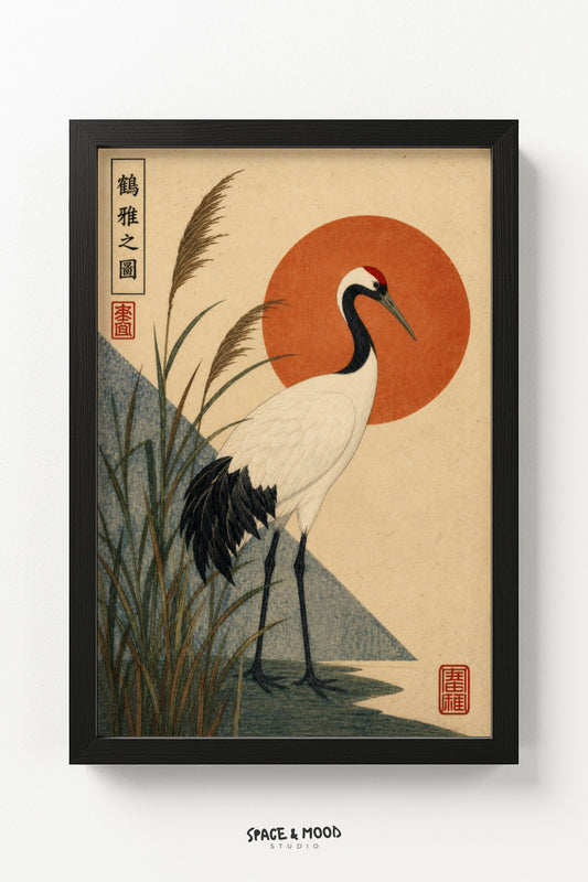 Crane Red Sun