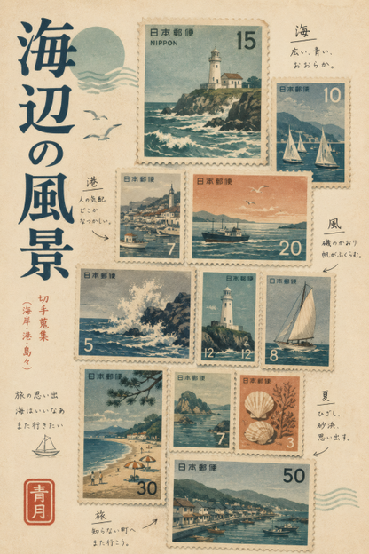 Seaside Stamp Collage