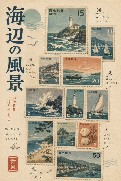 Seaside Stamp Collage