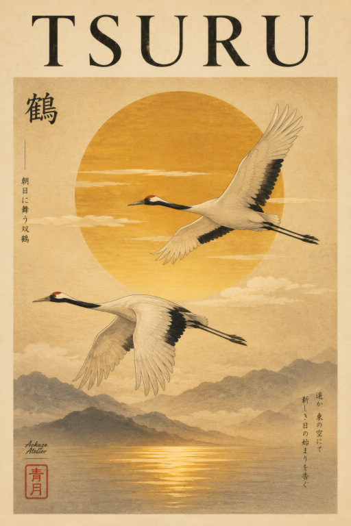 Tsuru Crane Sunset