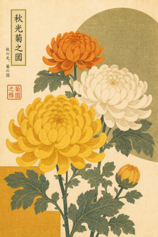 Chrysanthemum Gold White