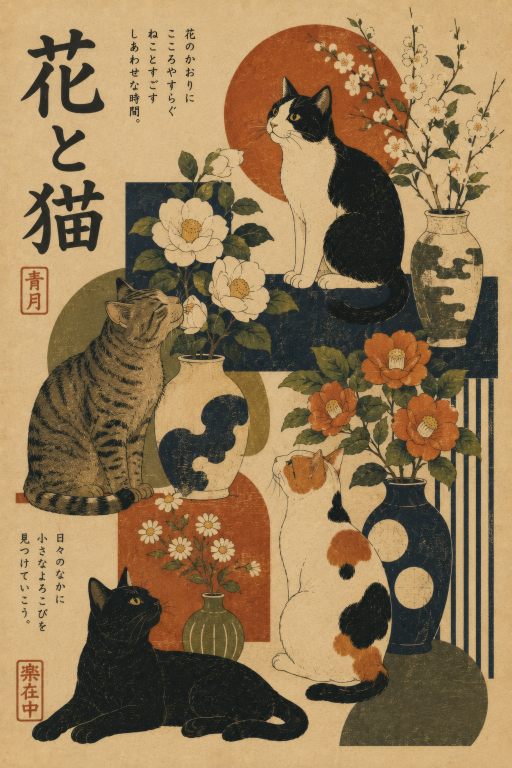 Cat and Flowers