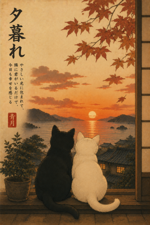 Cats at Sunset Window