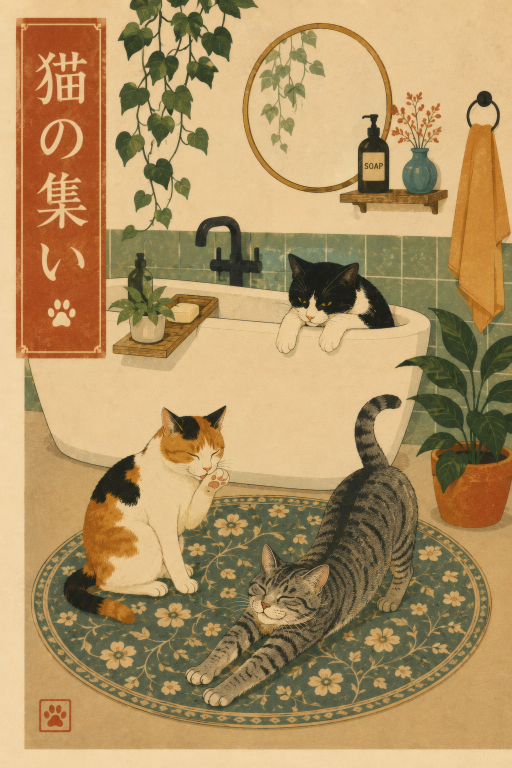 Cats in Bathroom