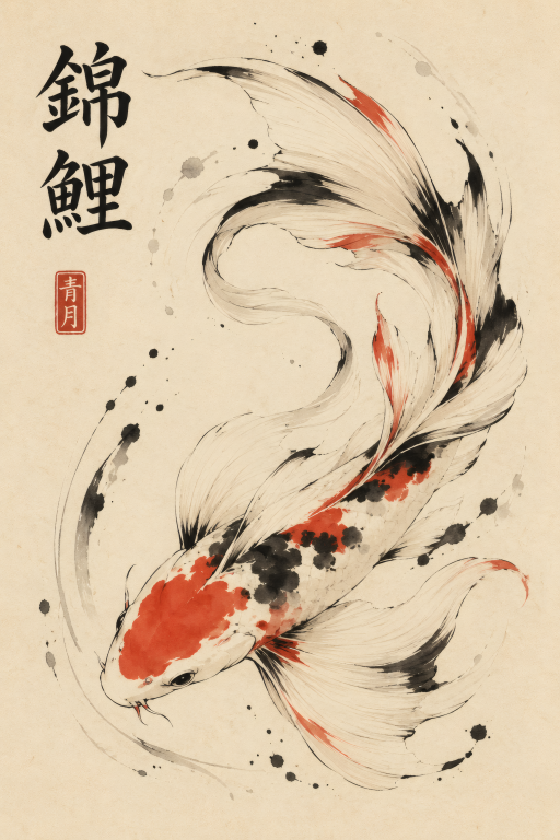 Koi Fish Ink Swirl