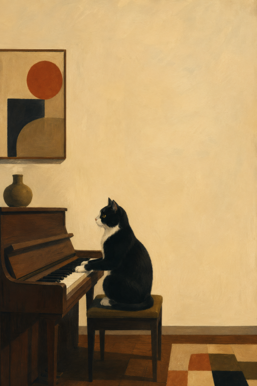 Cat Playing Piano