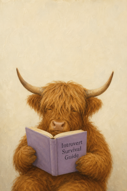 Highland Cow Reading