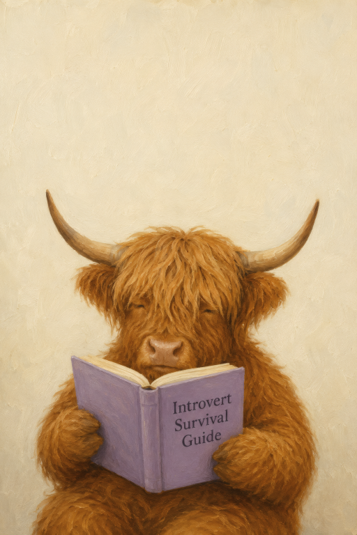 Highland Cow Reading