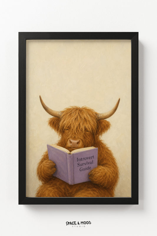 Highland Cow Reading