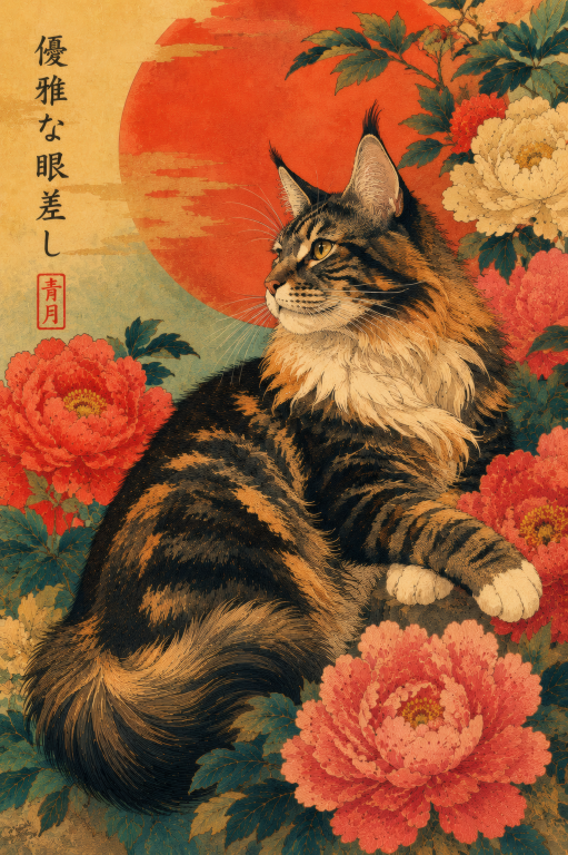 Maine Coon Peonies