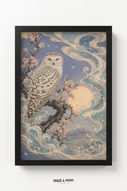 Snowy Owl Moon Waves