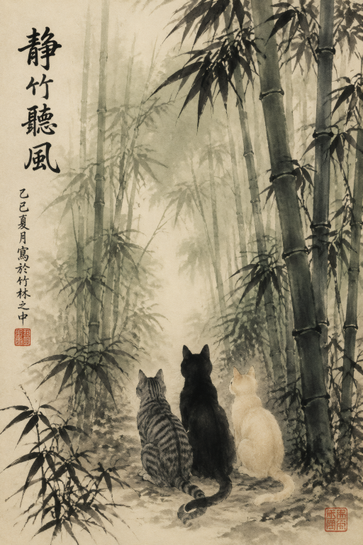 Cats Bamboo Forest