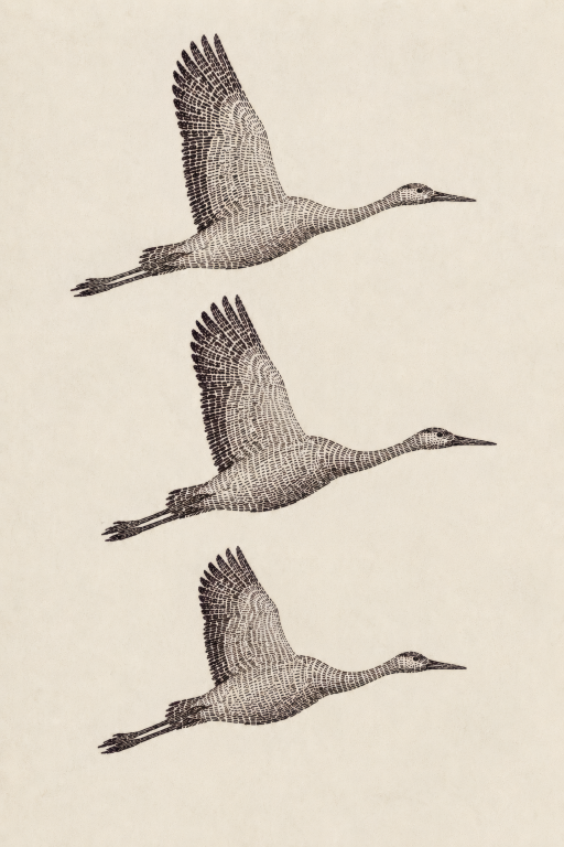Three Cranes Flying