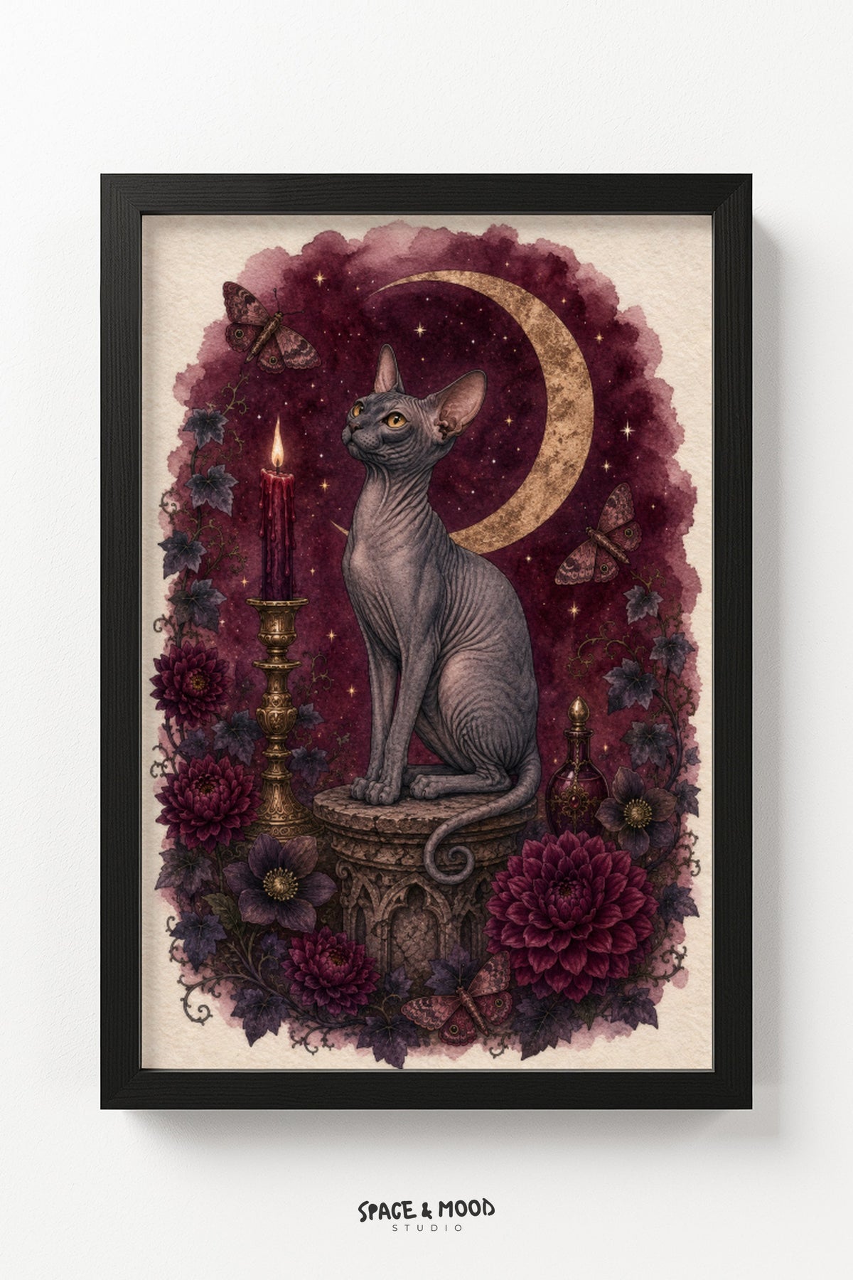 Sphynx Cat Crescent Moon