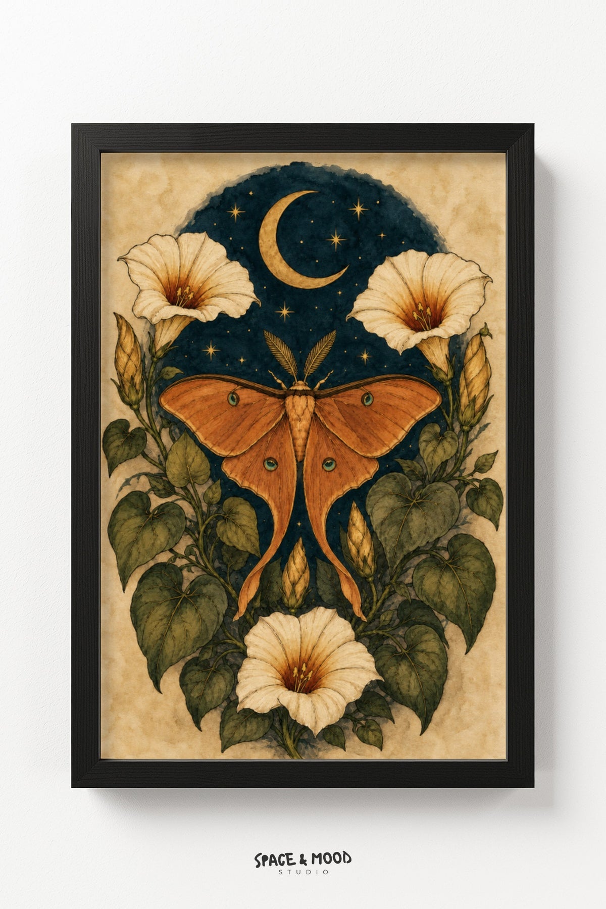 Luna Moth Gold Moonflowers
